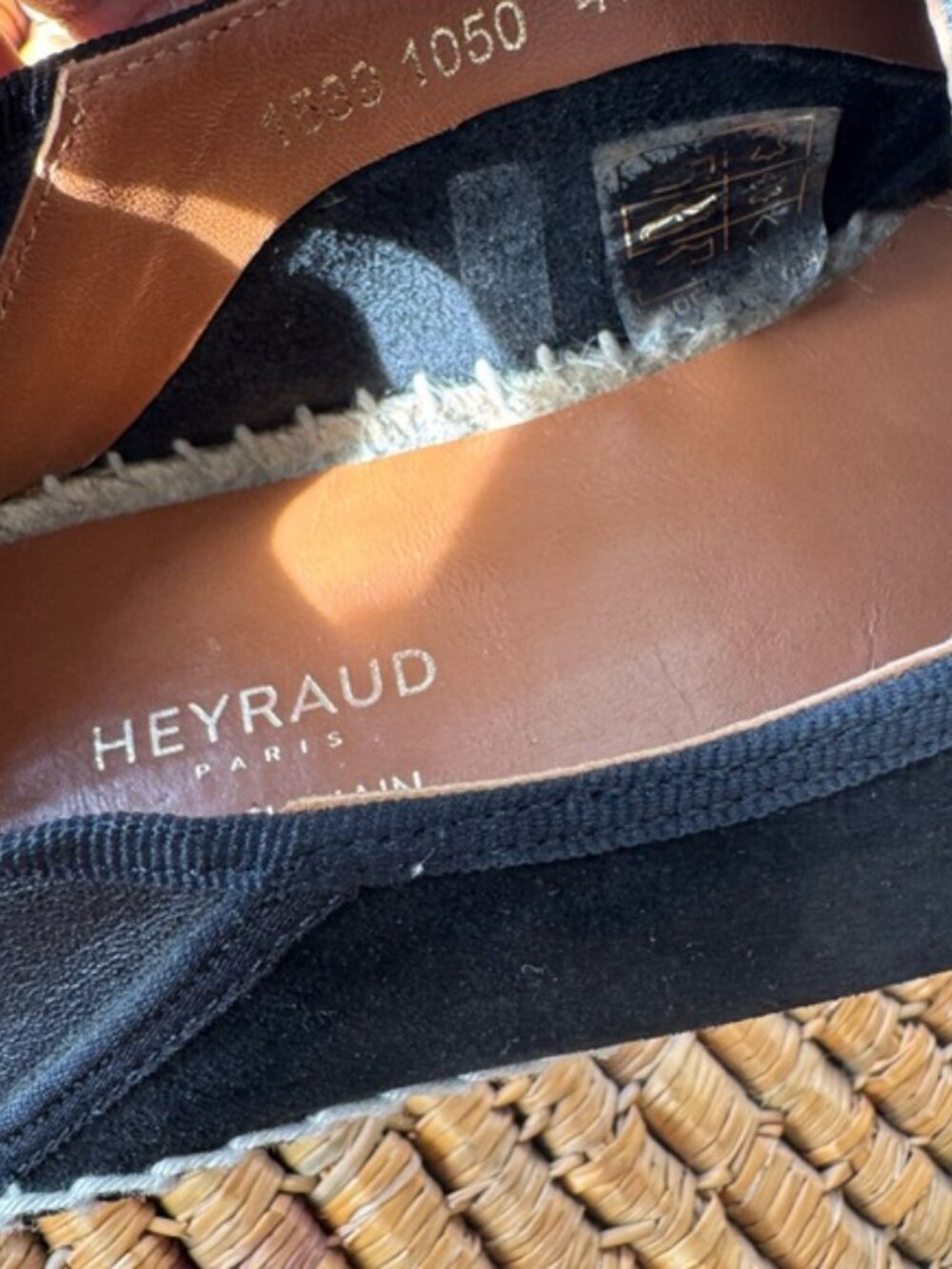 Heyraud made in Spain 9 Elegant Black Leather Espadrilles - Picture 4 of 7